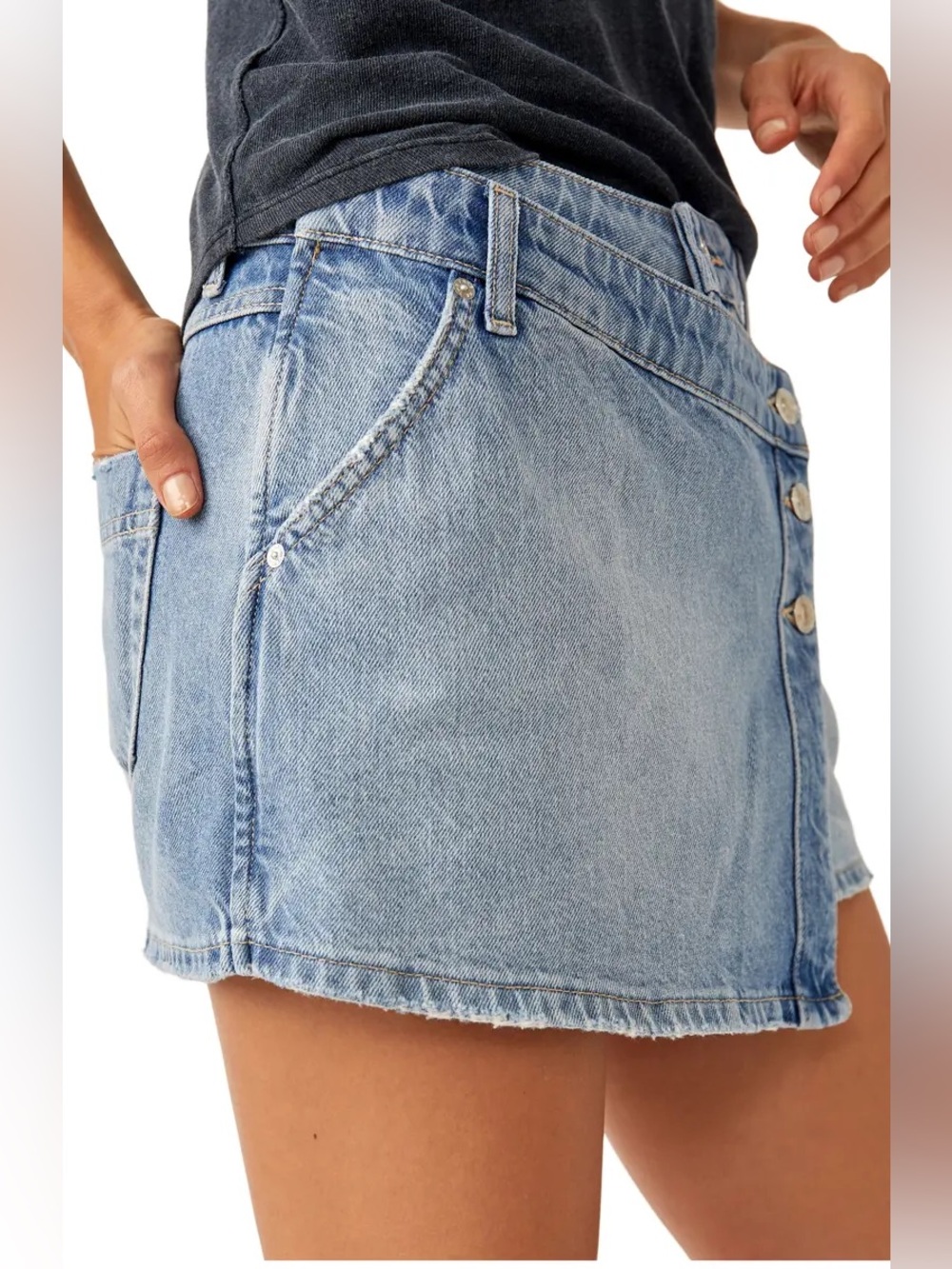Free People Light Blue Denim Mini Skort - Picture 5 of 10